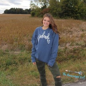 Heather Denim Weekends Sweat Shirt Fleece Lined